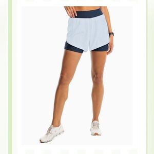 Southern Tide Women's Nonie Striped Navy and White Athletic Shorts 🩵